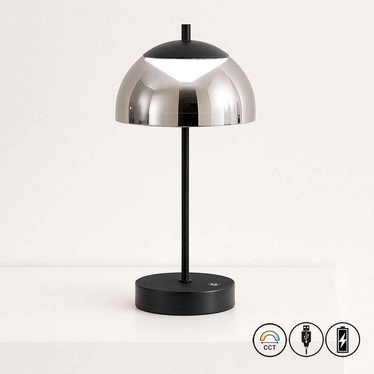 LED TISCHLEUCHTE Riva Rauchgrau 2er Set - Grau, Glas (18/18/35cm)