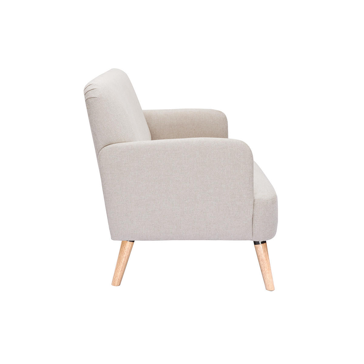 SOFA 2-Sitzer Beiger Stoff Samteffekt Helles Holz ISKO - Beige, Textil (131/81/76.5cm) - Miliboo