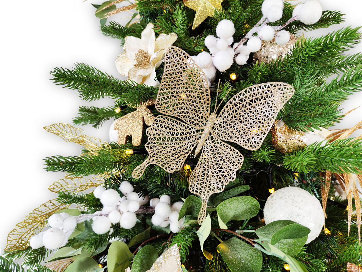LAALU WEIHNACHTSBAUM geschmückt künstlich mit 106 Ornamenten CHAMPAGNE II 210 cm Baum mit Ständer und Christbaumschmuck - Champagner/Goldfarben, Kunststoff (210cm) - LAALU