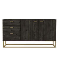SIDEBOARD Theodora Rebab Braun 2-Türig 3 Schubladen Gold mit Metallfüßen - Braun, Holzwerkstoff (150/80/36.8cm) - moebel17