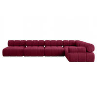 ECKSOFA modulares Sofa Mende-L3 - 380x190x70 cm Bordeauxrot Velours - Bordeaux, Holzwerkstoff/Textil (380/190cm) - ALTDECOR