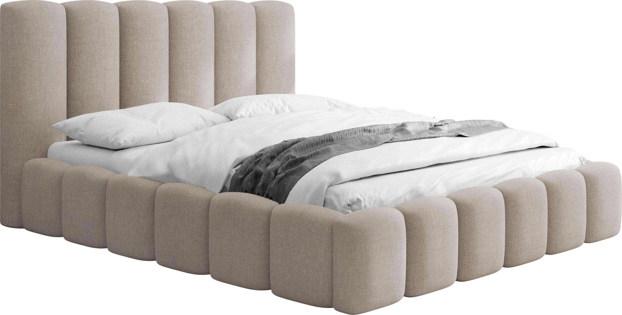 POLSTERBETT Serenity mit Bettkasten & Lattenrost in Beige Chenille 200 x 200 cm - Beige/Birkefarben, Holzwerkstoff/Kunststoff (200/200cm) - WFL GROUP