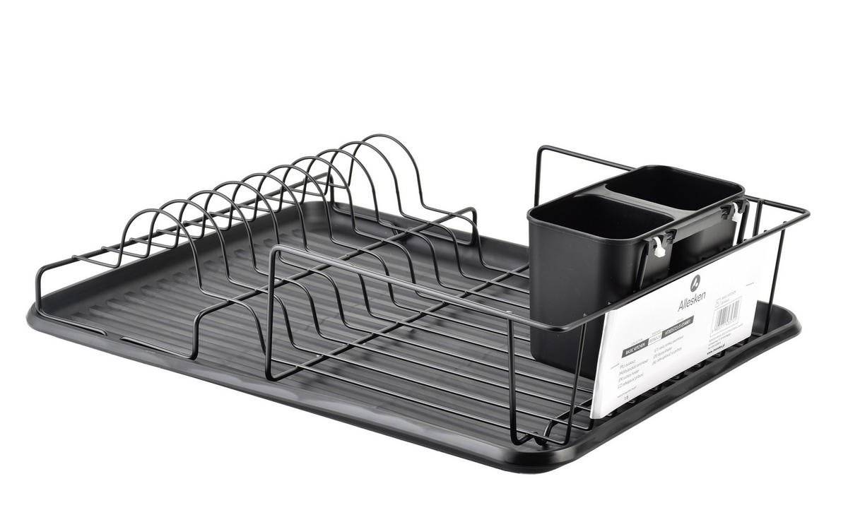 GESCHIRRABTROPFKORB Basic Schwarz 43/31/13 cm Metall - Schwarz, Metall (31/13/43cm) - Mondex