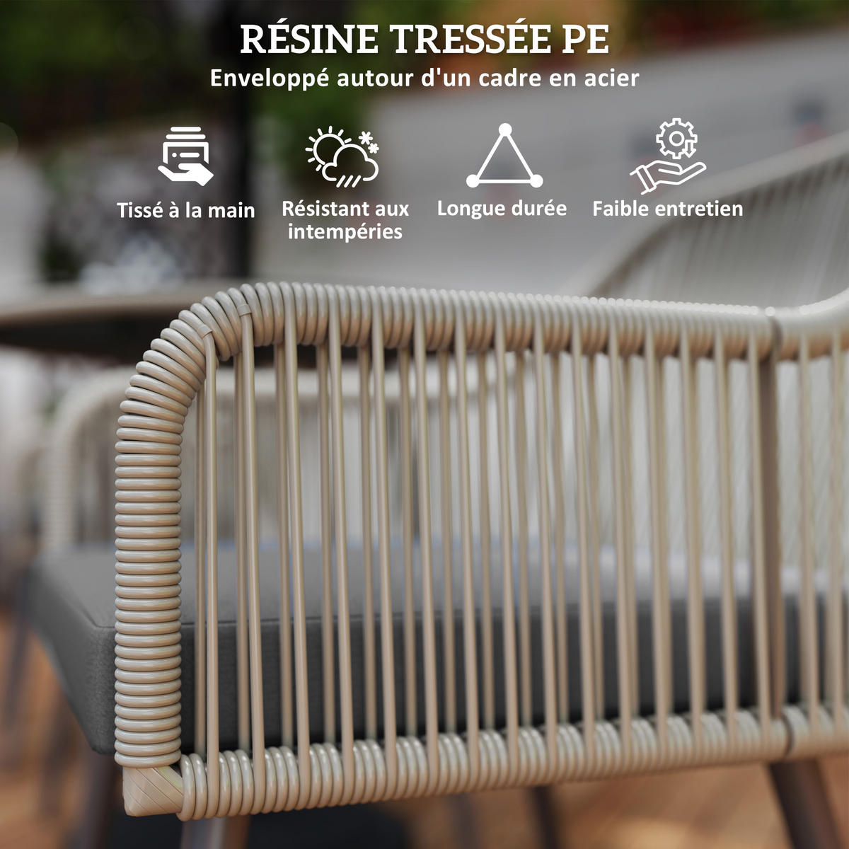 GARTENSET DE-13607 5-teilig mit Glastisch & Kissen Braun - Braun, Metall - ComfortXL