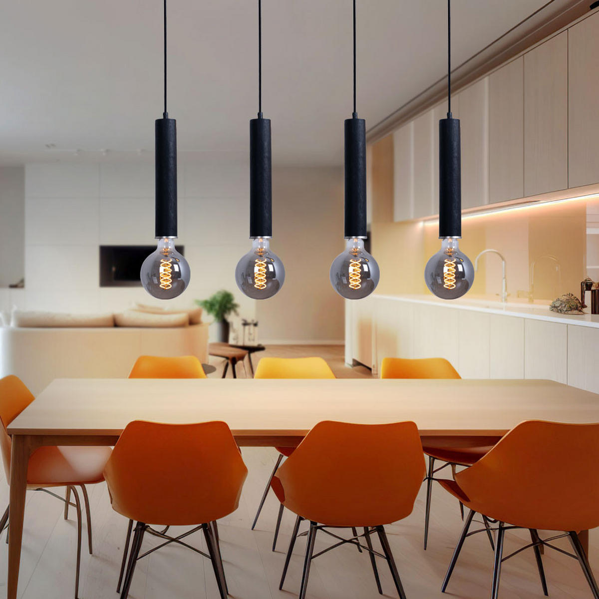 LED HÄNGELEUCHTE Metall Holzoptik Schwarz 4-flammig - Schwarz, Holz (93/10/120cm) - Globo Lighting