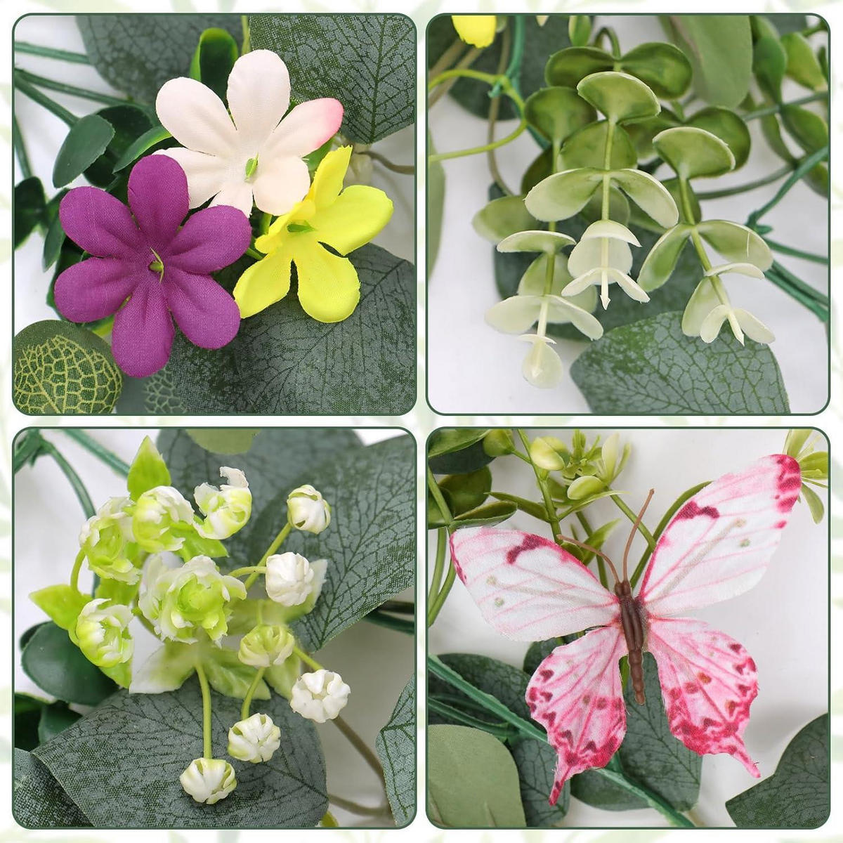 KÜNSTLICHE Blumengirlande 2-teiliges Set 173 cm mit Schmetterlingen und Gänseblümchen - Multicolor, Kunststoff (5cm)