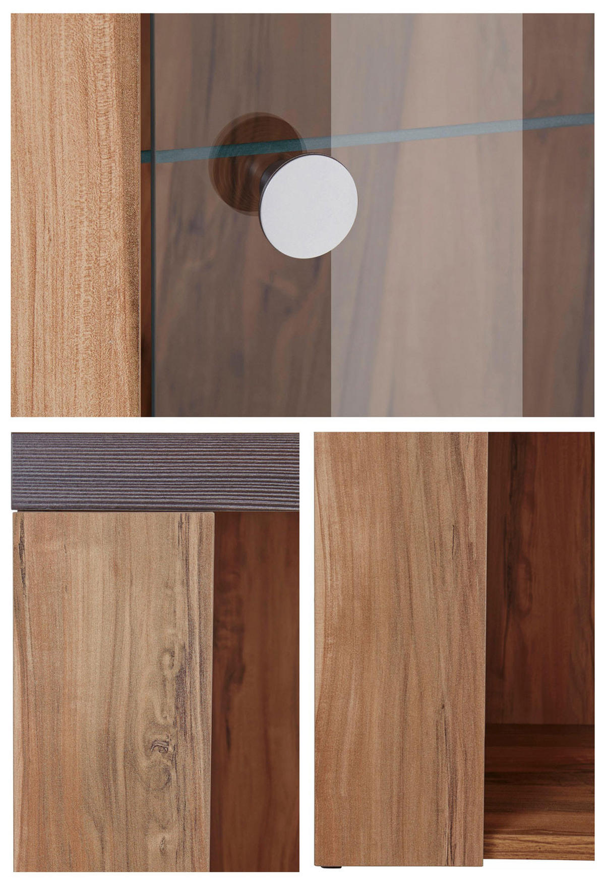 VITRINE Larona Satin Nussbaumfarben / Darkwood 100 / 37 /145cm - Dunkelbraun/Braun, Holz/Holzwerkstoff (100/145/37cm) - Feldmann-Wohnen