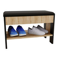 GARDEROBENBANK Sonoma Eiche 46/66/33cm - Schwarz/Sonoma Eiche, Holzwerkstoff (33/46/66cm) - CraftPAK