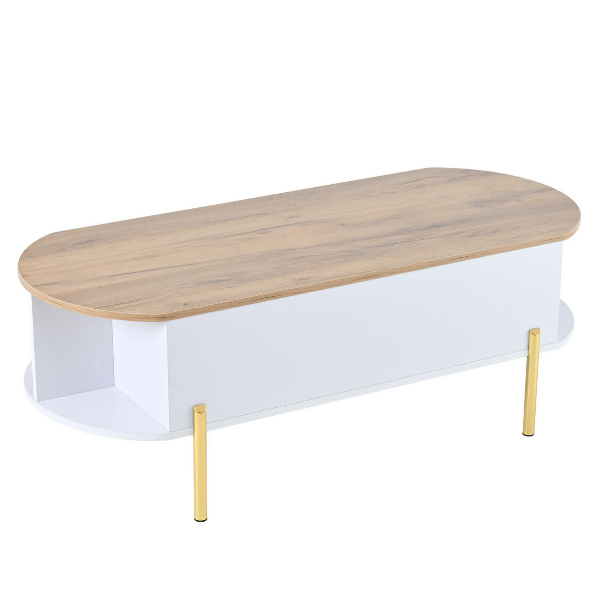 COUCHTISCH 120/50/43 cm weiß aus MDF mit höhenverstellbarer Tischplatte und Stauraum - Weiß, Holzwerkstoff (120/50/43cm) - OKMYHOME