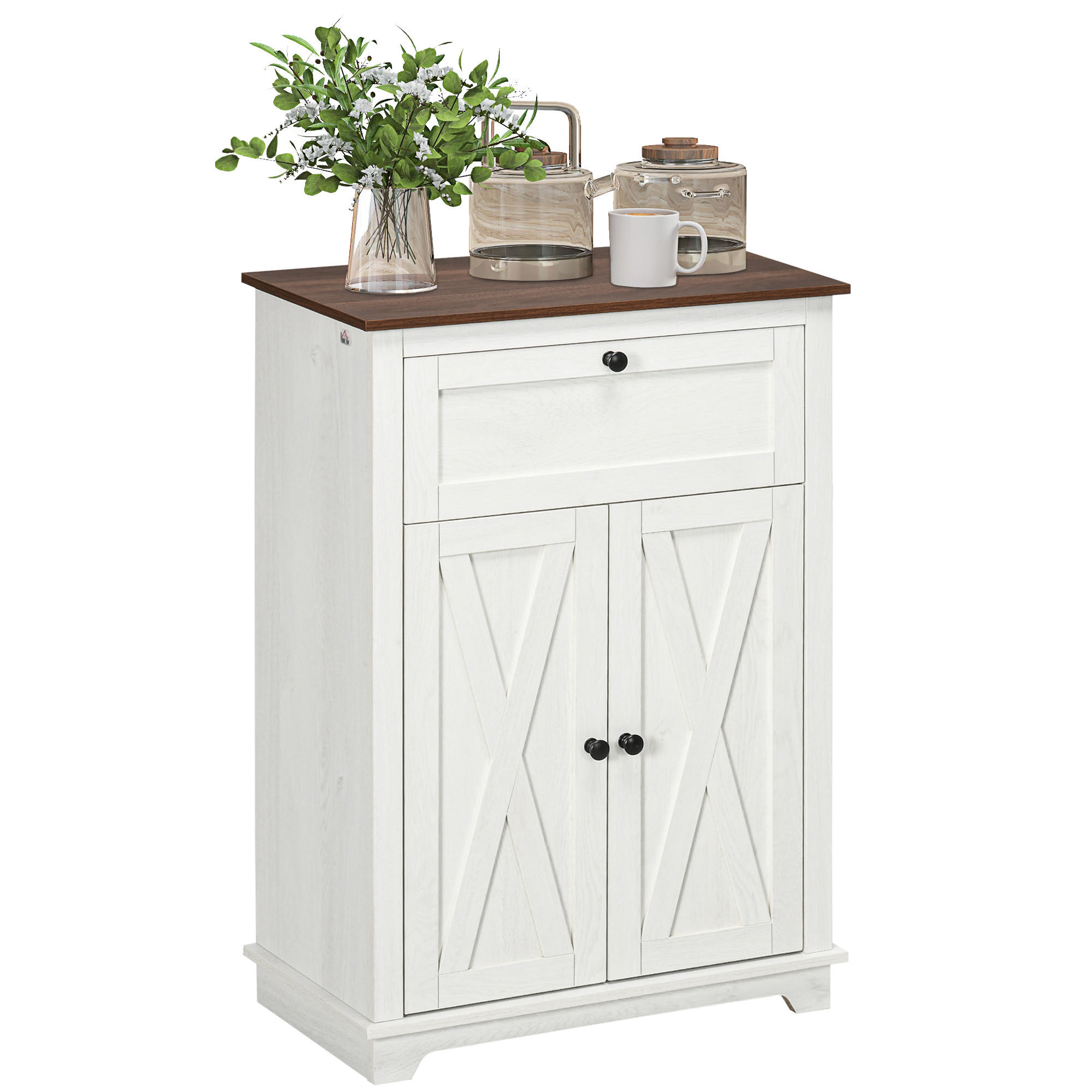 SIDEBOARD Weiß, 2 Türen, 1 Schublade, 60/30/87,5 cm - Weiß, Holz (60/87.5/30cm) - PANGIVO