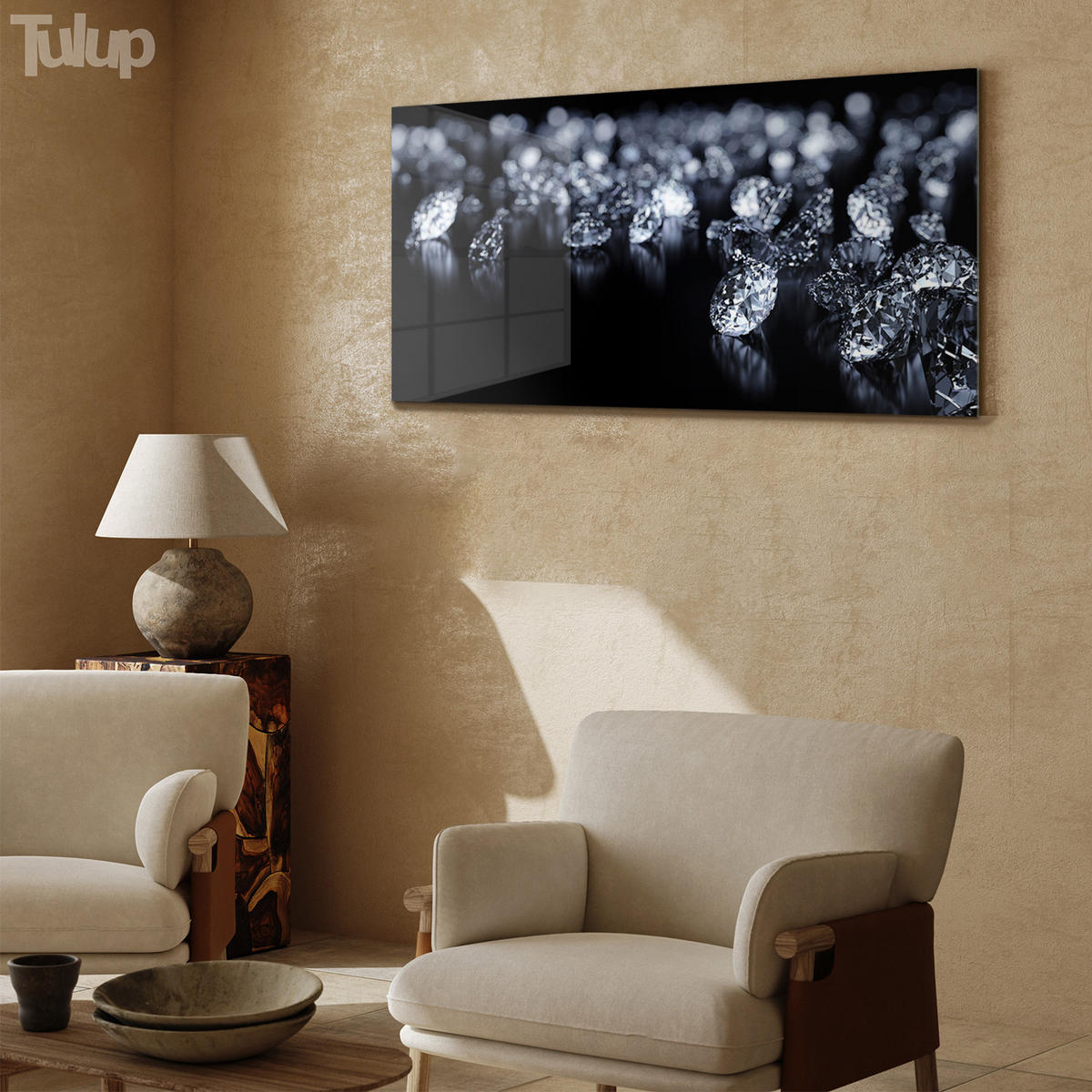 GLASBILD 120x60 cm Edelsteine - Schwarz, Glas (120/60cm) - TULUP