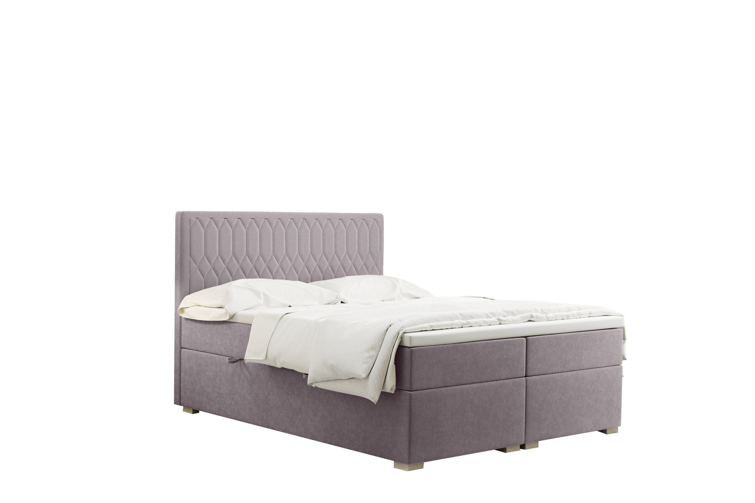 BOXBETT Mit Bettkasten Matratze Topper RIMINI Stoff Riviera Lila 140x200 cm H2-Pocket - Lila, Holz/Textil (140/200cm) - Kaiser Möbel