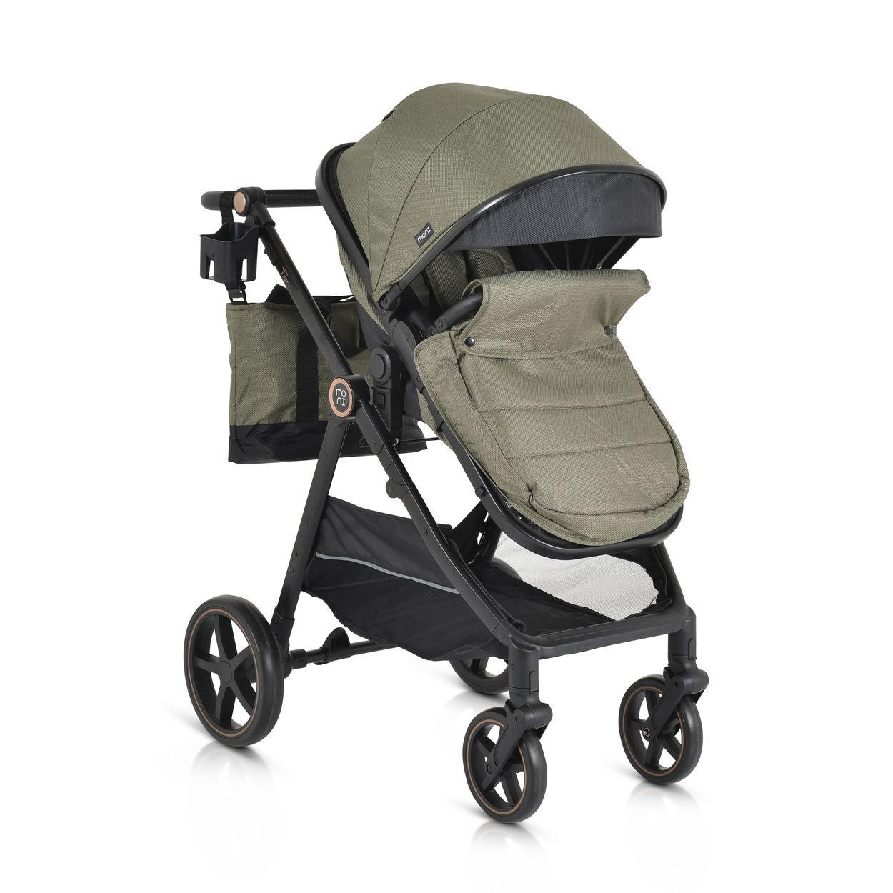 KINDERWAGEN 2 in 1 Tokyo grün umbaubar Wickeltasche Stoßdämpfer klappbar - Grün, Metall (78/58/109cm) - Moni