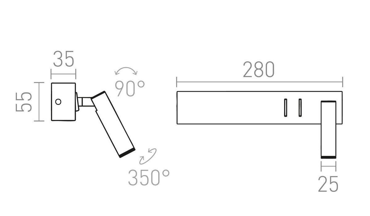 DECKENLEUCHTE ODEON Schwarz 3 W - Schwarz, Metall (28/25/55cm) - Rendl