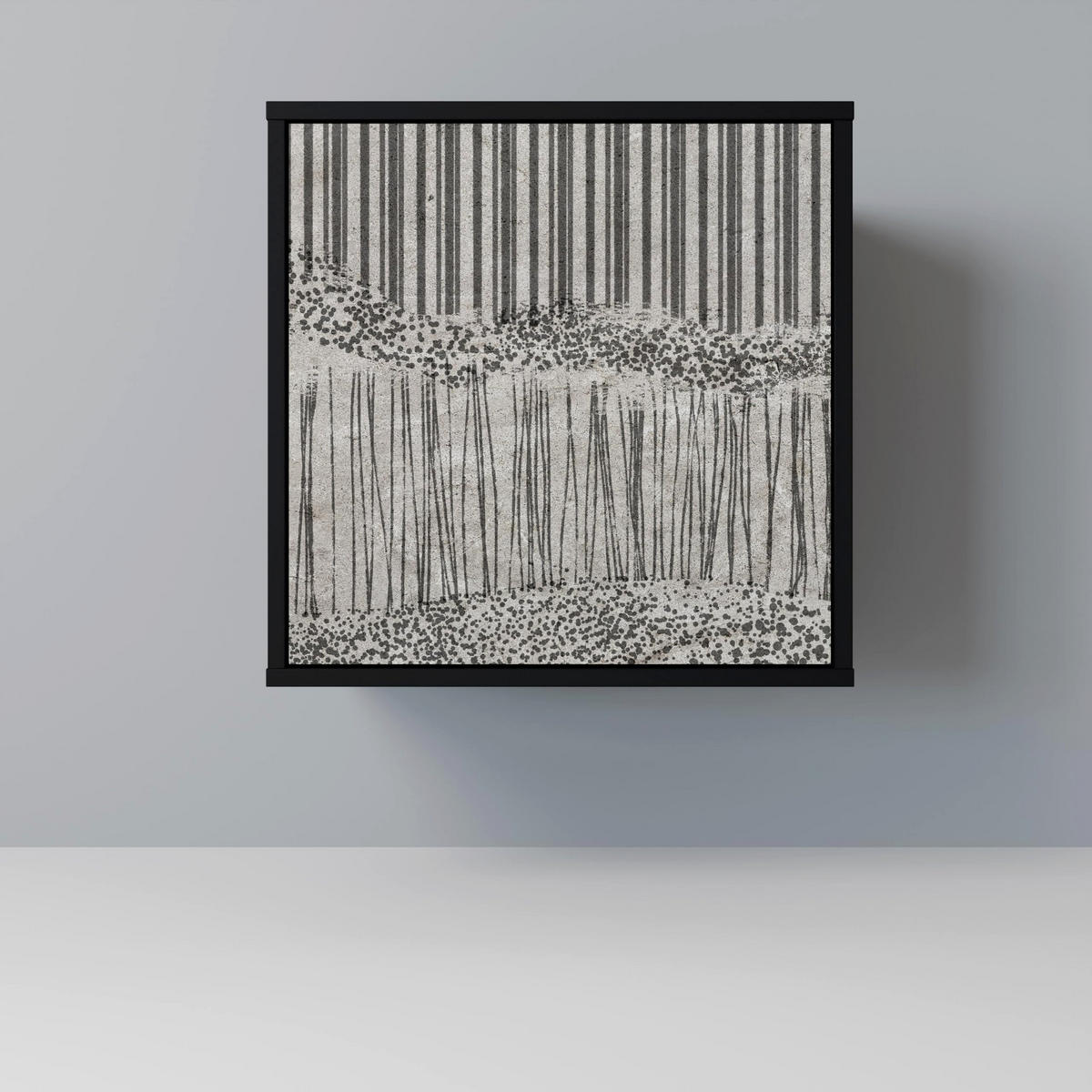 SIDEBOARD GRAIN LINES, Schwarz, 57,5x42x75,5 cm, Goldfarbene Metallfüße - Goldfarben/Multicolor, Holzwerkstoff/Metall (57.5/75.5/42cm) - SpaceRebels