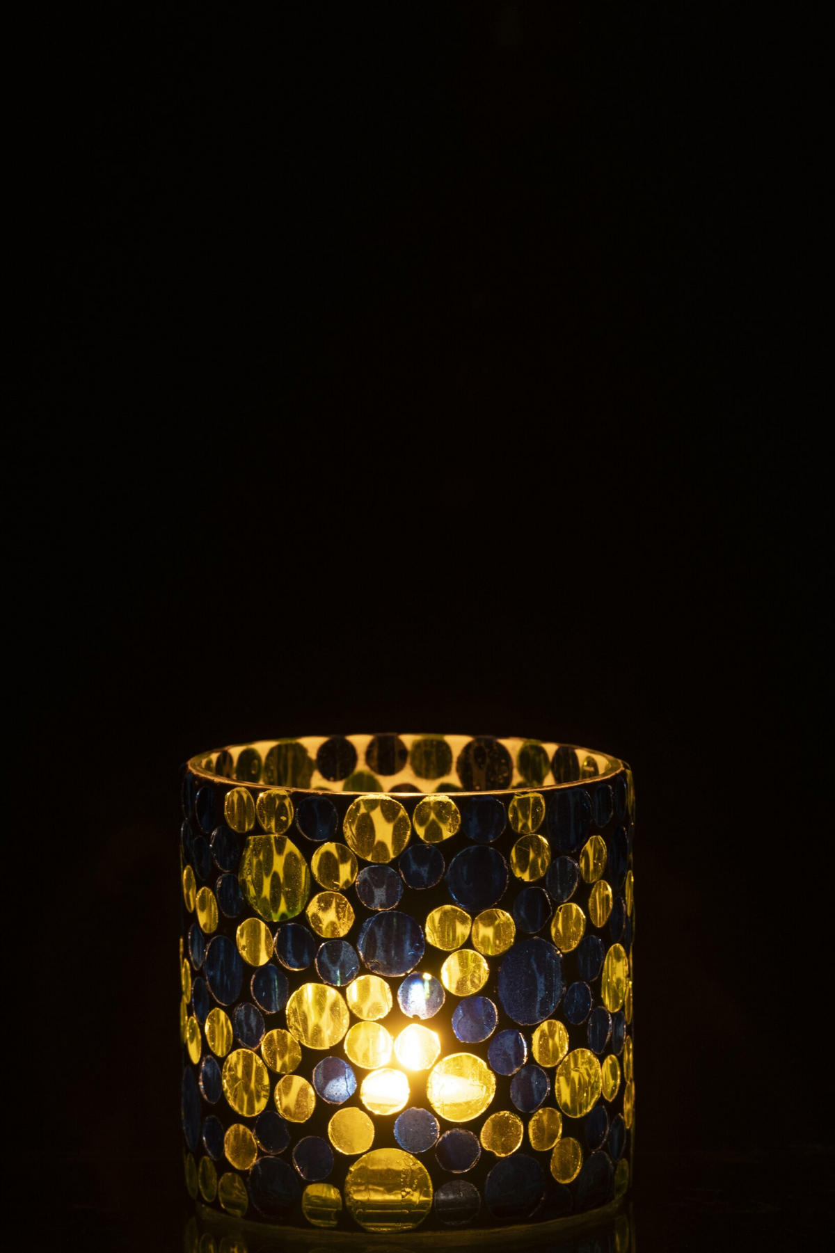 KERZENSTÄNDER BG - Blau, Glas (10/10cm) - J-Line