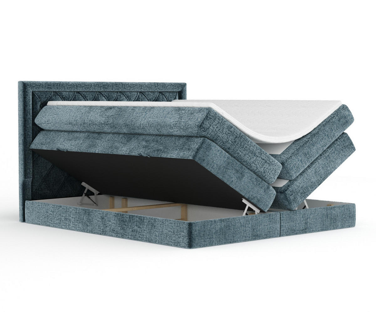 BOXSPRINGBETT Aurelia Blau 140/200 cm - Blau/Schwarz, Holz/Holzwerkstoff (140/200cm) - Maison de Reve