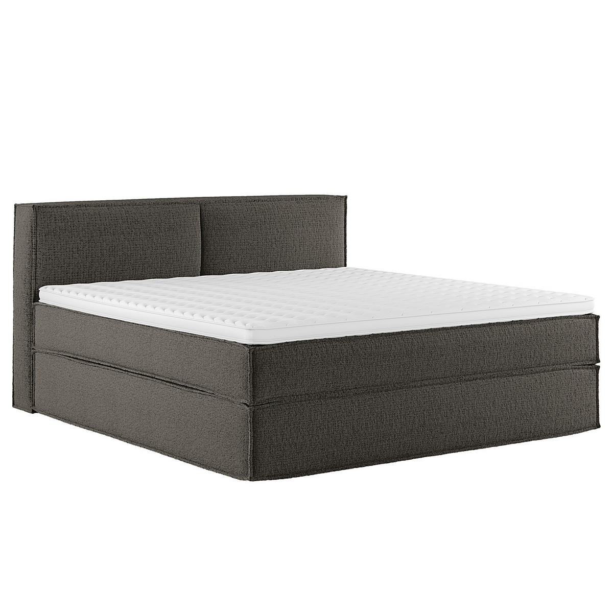 BOXSPRINGBETT mit Kopfteil - Premium - Anthrazit, Textil (180/200cm) - home24