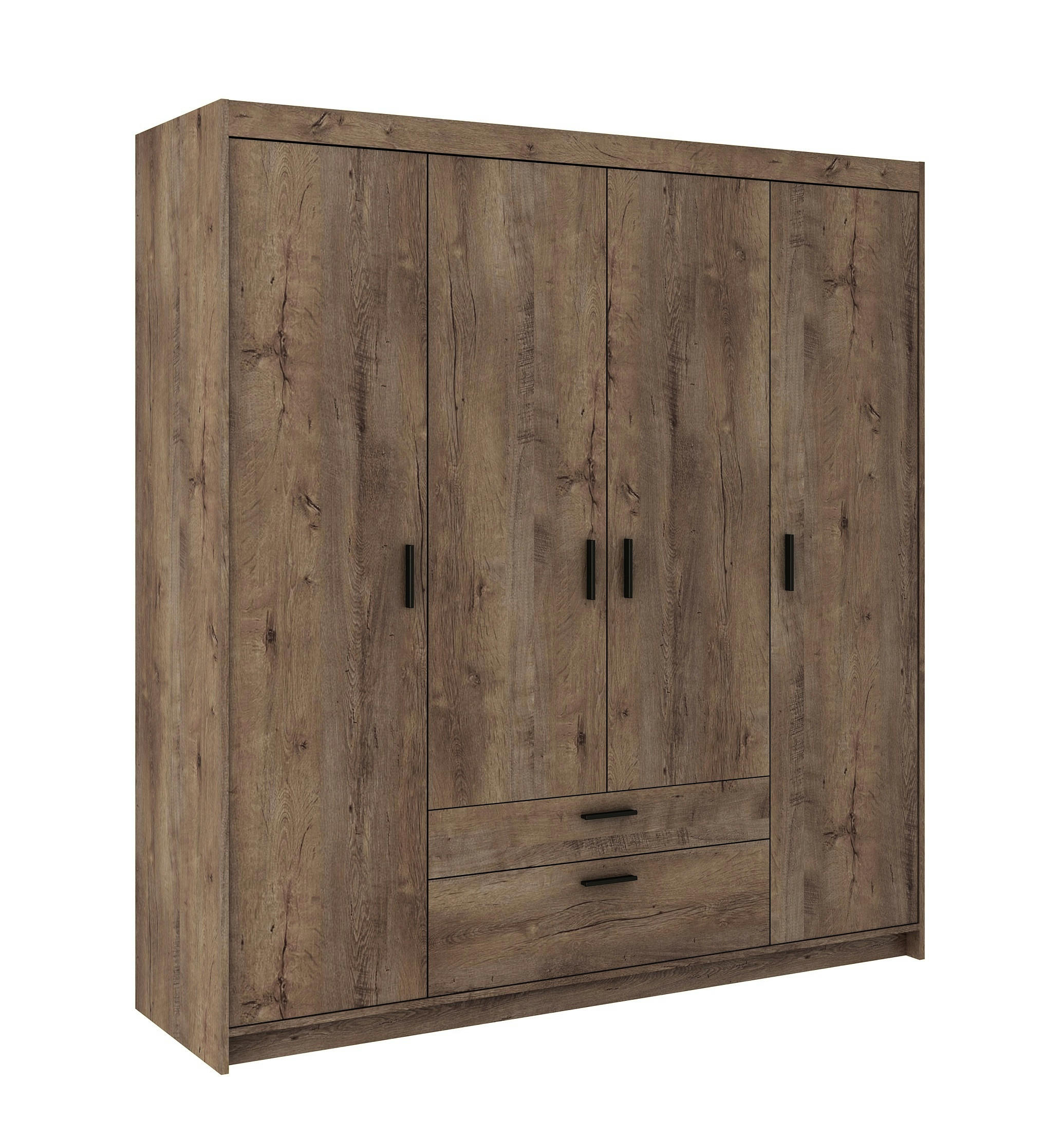 KLEIDERSCHRANK Storicos Eiche Lefkas 176,3/190,5/53 cm - 4T2S Modern mit Schubladen - Braun, Holzwerkstoff/Kunststoff (176.3/190.5/53cm) - AX Living