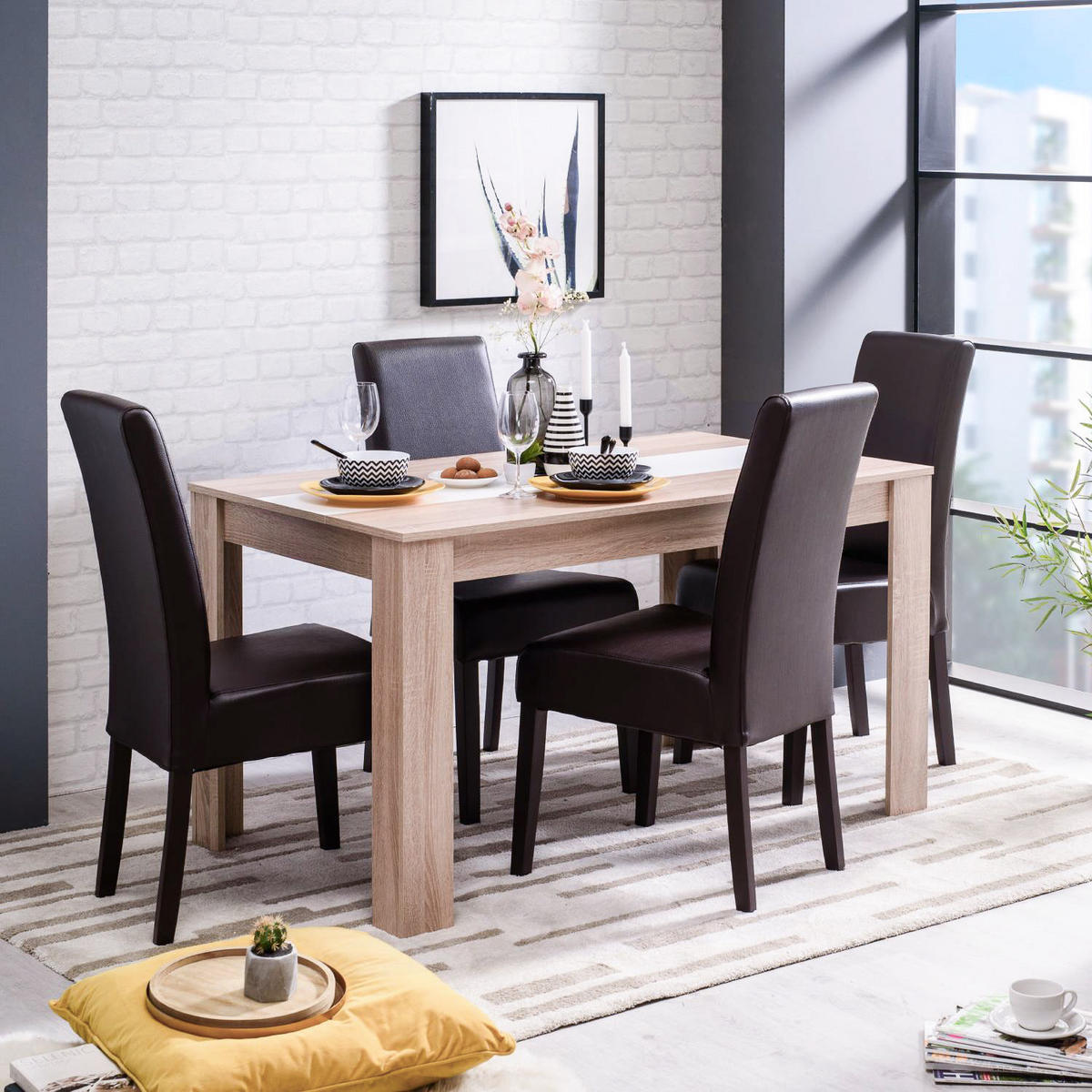 ESSTISCH in Holzwerkstoff 135/80,5/75 cm - Braun, Holz (80/135/75cm) - Homestyle4u