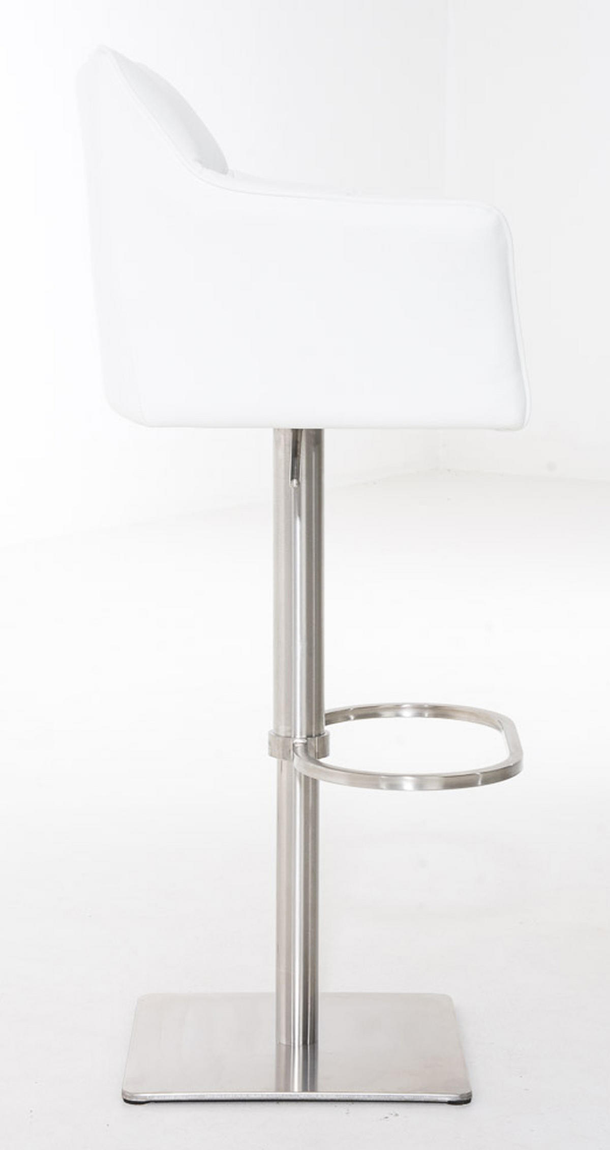BARHOCKER 2er Set Damaskus Kunstleder edelstahl weiß - Edelstahlfarben/Weiß, Kunststoff/Metall (64/110/48cm) - TPFLiving
