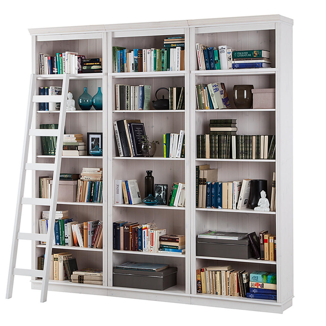 REGALWAND - Kiefer massiv, Typ B - Weiß, Holz (222/223/37cm) - home24