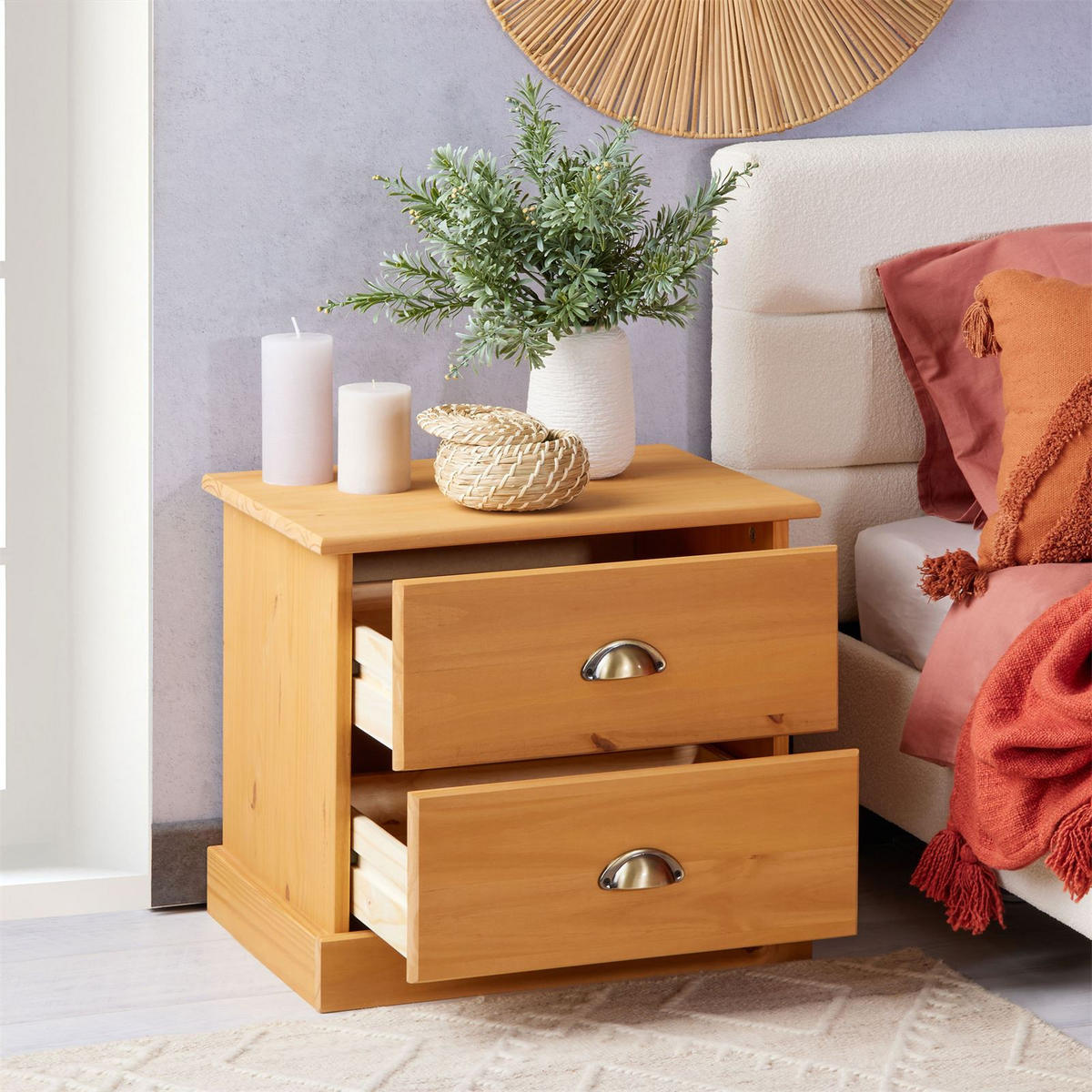 NACHTKOMMODE PARIS - Braun, Holz (48/44/39cm) - IDIMEX