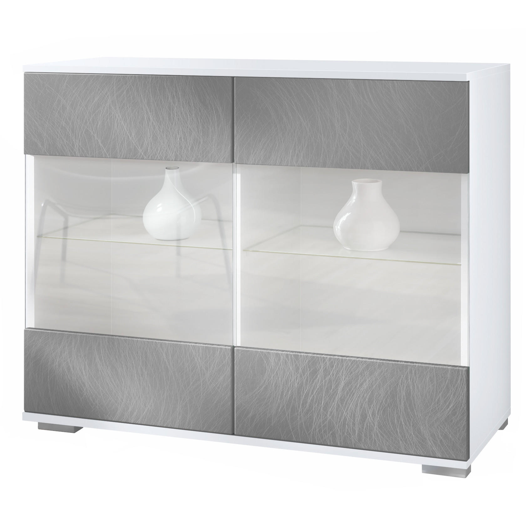 KOMMODE Bari Scratchy Metal - Silberfarben, Holzwerkstoff (92.5/75.5/35cm) - Vladon
