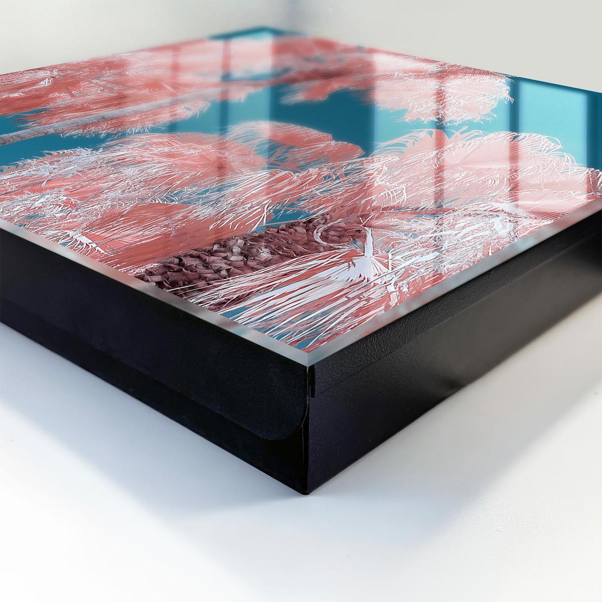 SCHLÜSSELBOX Schwarz 30x30 cm- Türöffnung nach rechts - Tropische Zusammensetzung - Pink, Metall (30/30/5cm) - TULUP