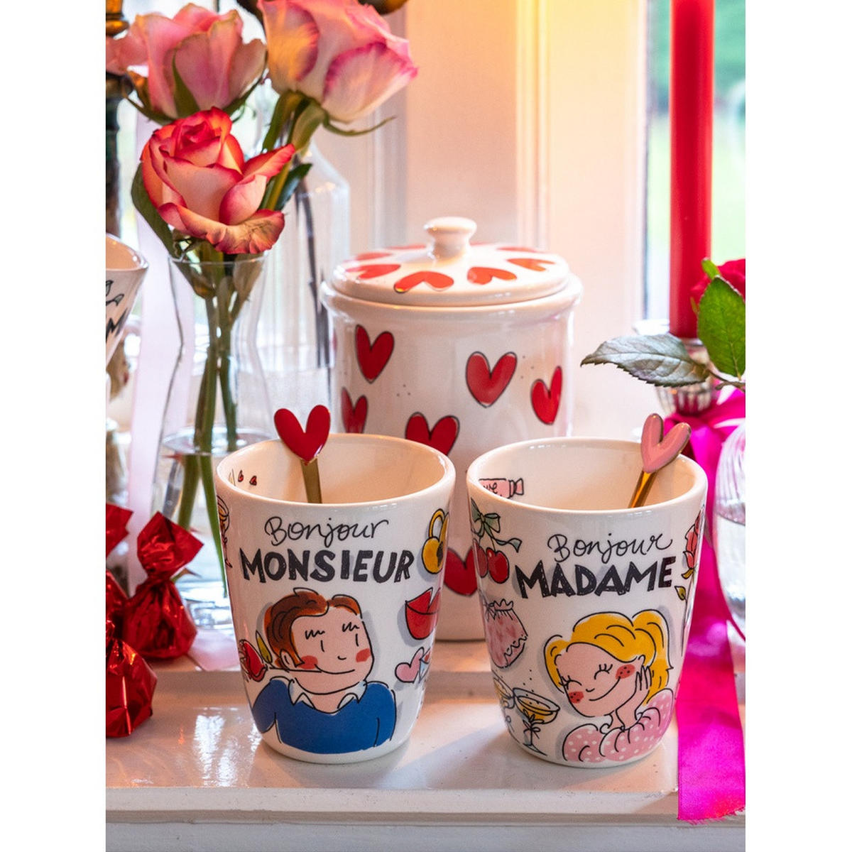 BECHER Valentinstag Madame in Bunt - 350 ml - Multicolor, Keramik (0.35L) - Blond Amsterdam