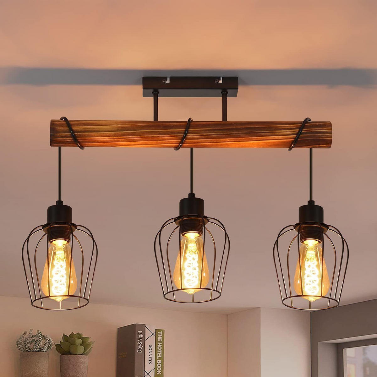 DECKENLEUCHTE Carlota 52/13/43 cm - Alteiche, Holz/Metall (52/13/43cm) - Nettlife