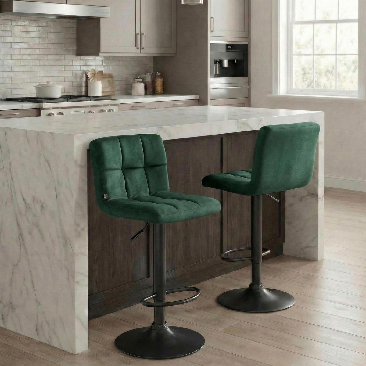 BARHOCKER Samt grün - Schwarz/Grün, Textil/Metall (46/94/47cm) - CLP