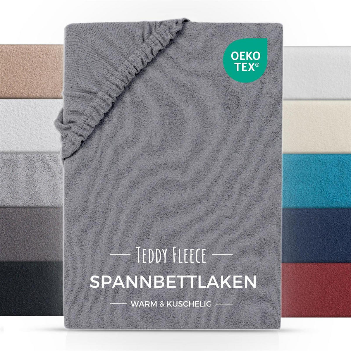 SPANNBETTLAKEN-TEDDY Warmes Winter Bettlaken 160x200 cm, Kuscheliges Teddy Laken Grau - Grau, Textil (160/200cm) - Carpe Sonno