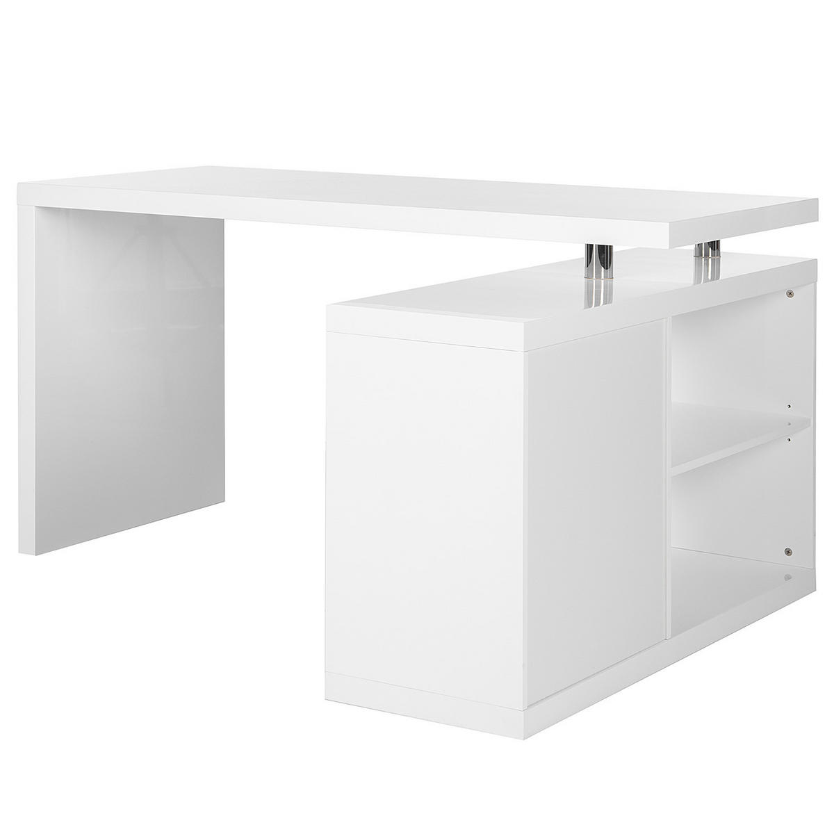 ECKSCHREIBTISCH - MDF - Weiß Hochglanz, Holzwerkstoff (115/140/75cm) - home24