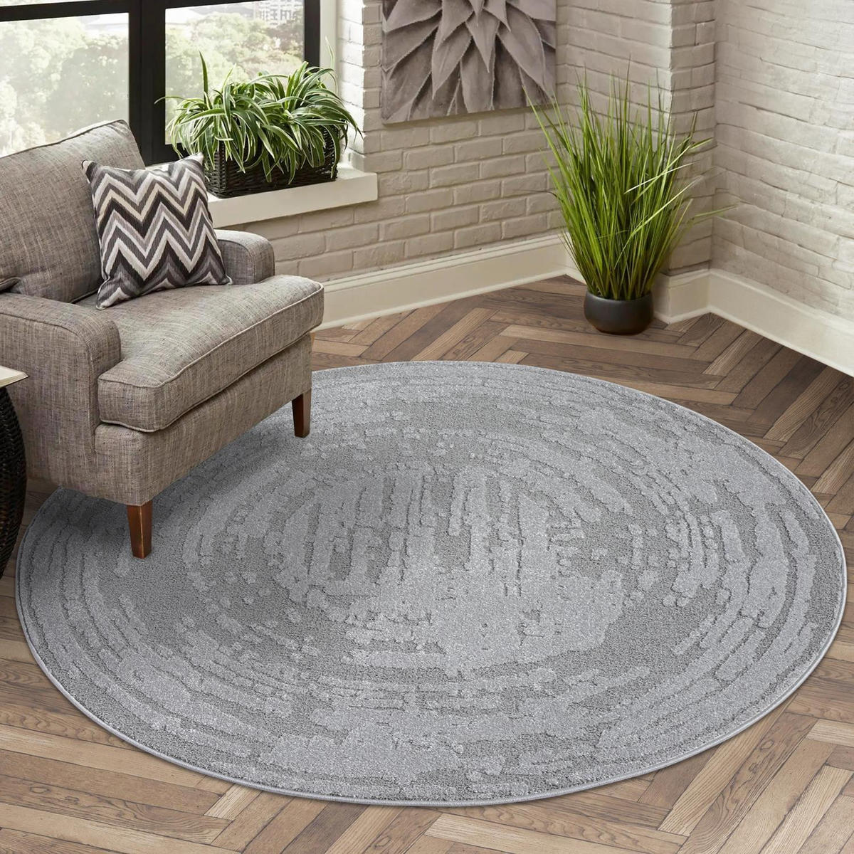 KURZFLOR-TEPPICH Flair 171 Grau 200x200 cm - Grau, Textil (200/200cm) - carpet city