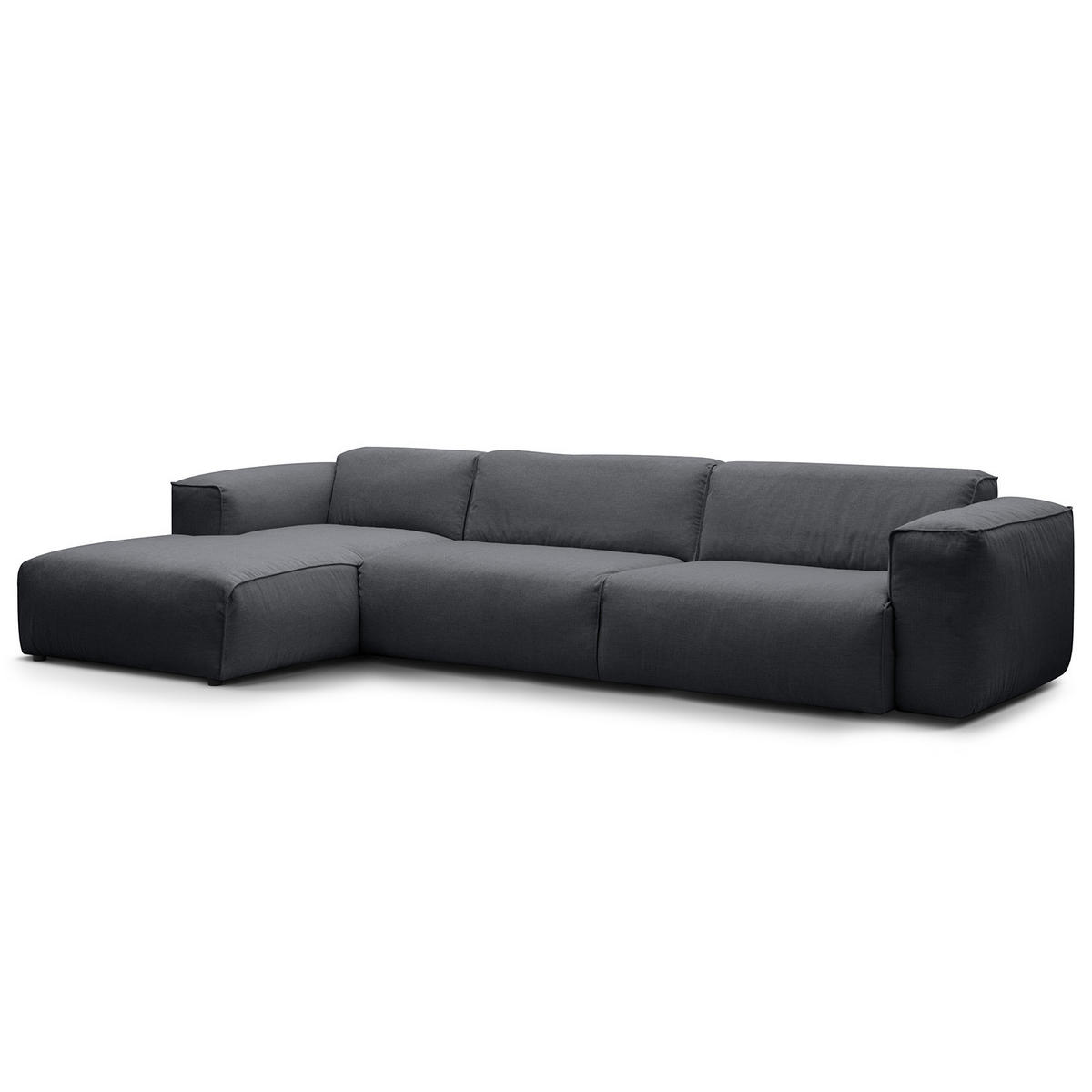3-SITZER ECKSOFA mit Longchair - Schwarz/Grau, Kunststoff/Textil (317/173cm) - home24