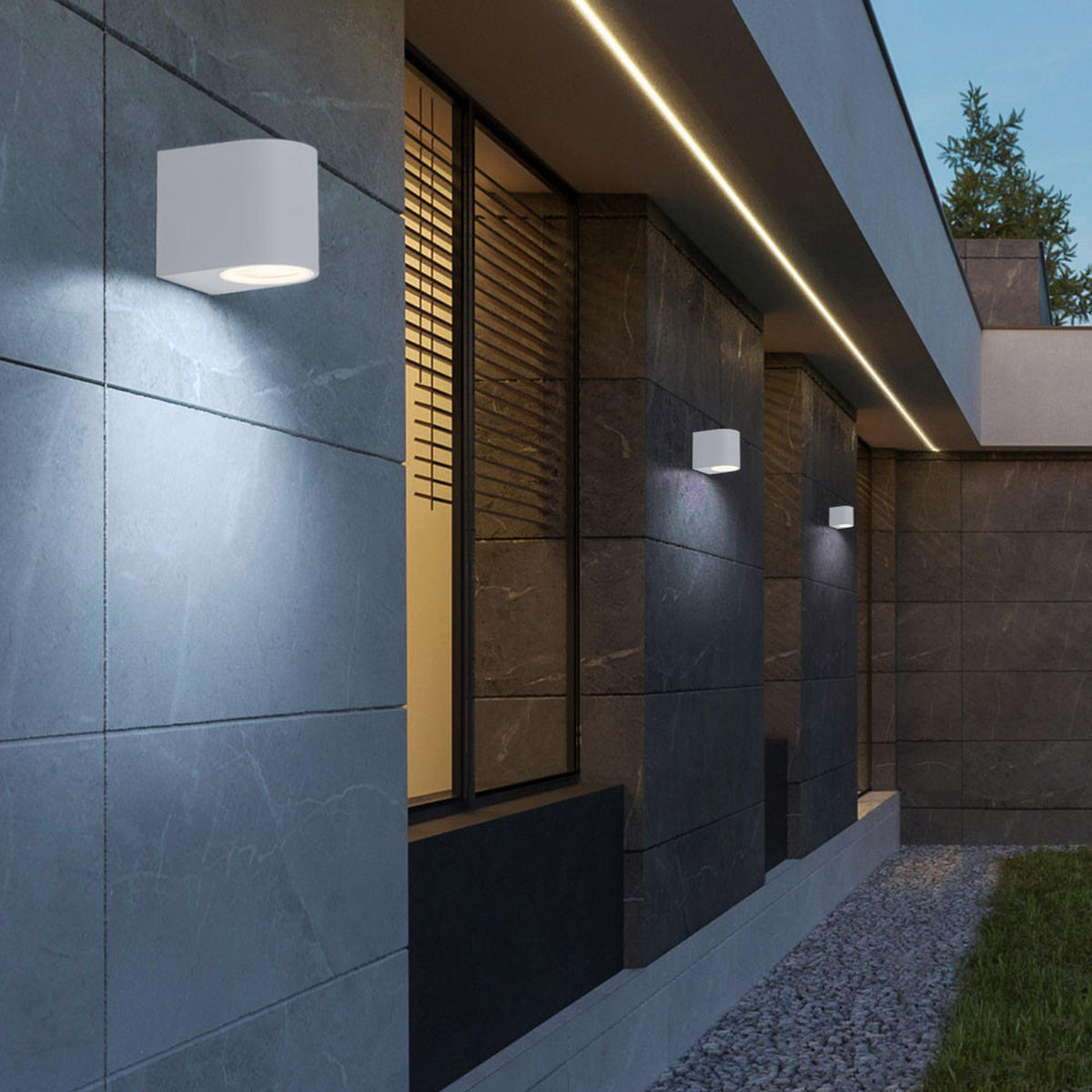 LED AUSSEN-WANDLEUCHTE Aluminium Weiß - Weiß, Metall (6.8/9.2/8cm)