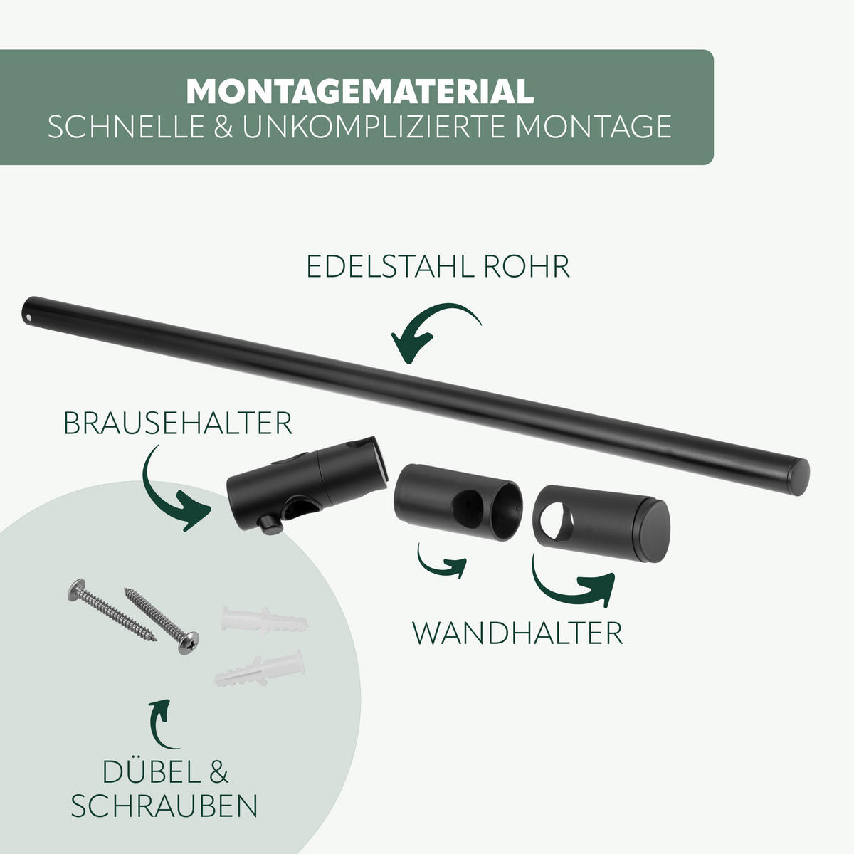 BRAUSESTANGE, schwarz - Schwarz, Metall (11/71.5/4cm) - bremermann