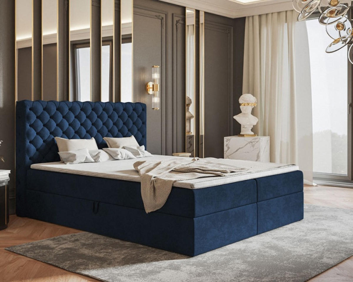 BETT Blau FOX 8 120x200 cm - Blau/Schwarz, Textil (120/200cm) - Sepro Meble