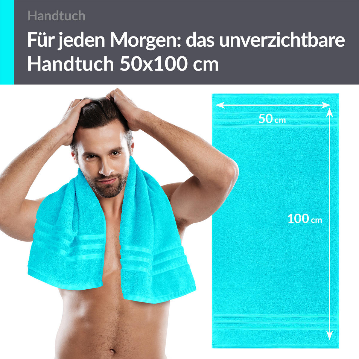 HANDTUCH 50x100 cm London Lagunen Türkis 4er Set - Türkis, Textil (50/100cm) - Lashuma