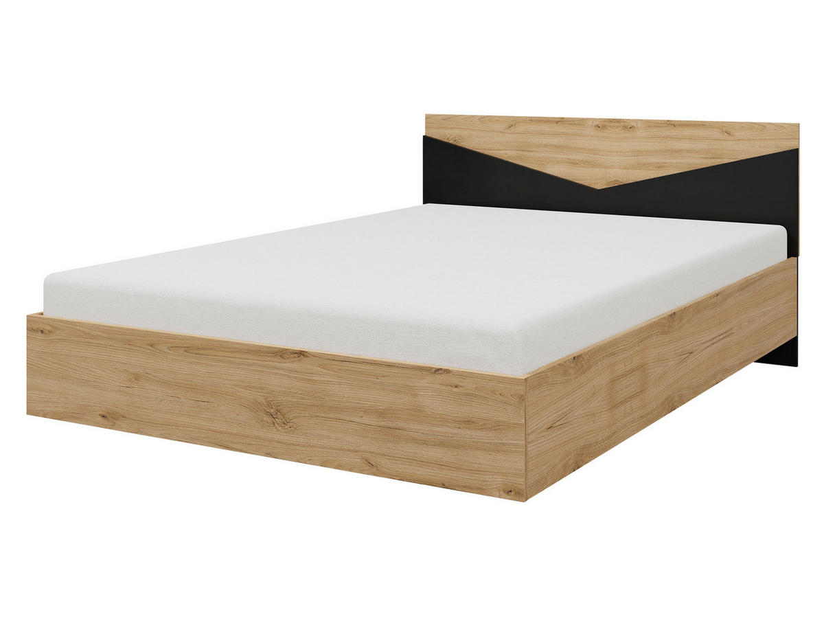 DOPPELBETT Aston 09 - Eichefarben/Schwarz, Holzwerkstoff (140/200cm) - MIRJAN24