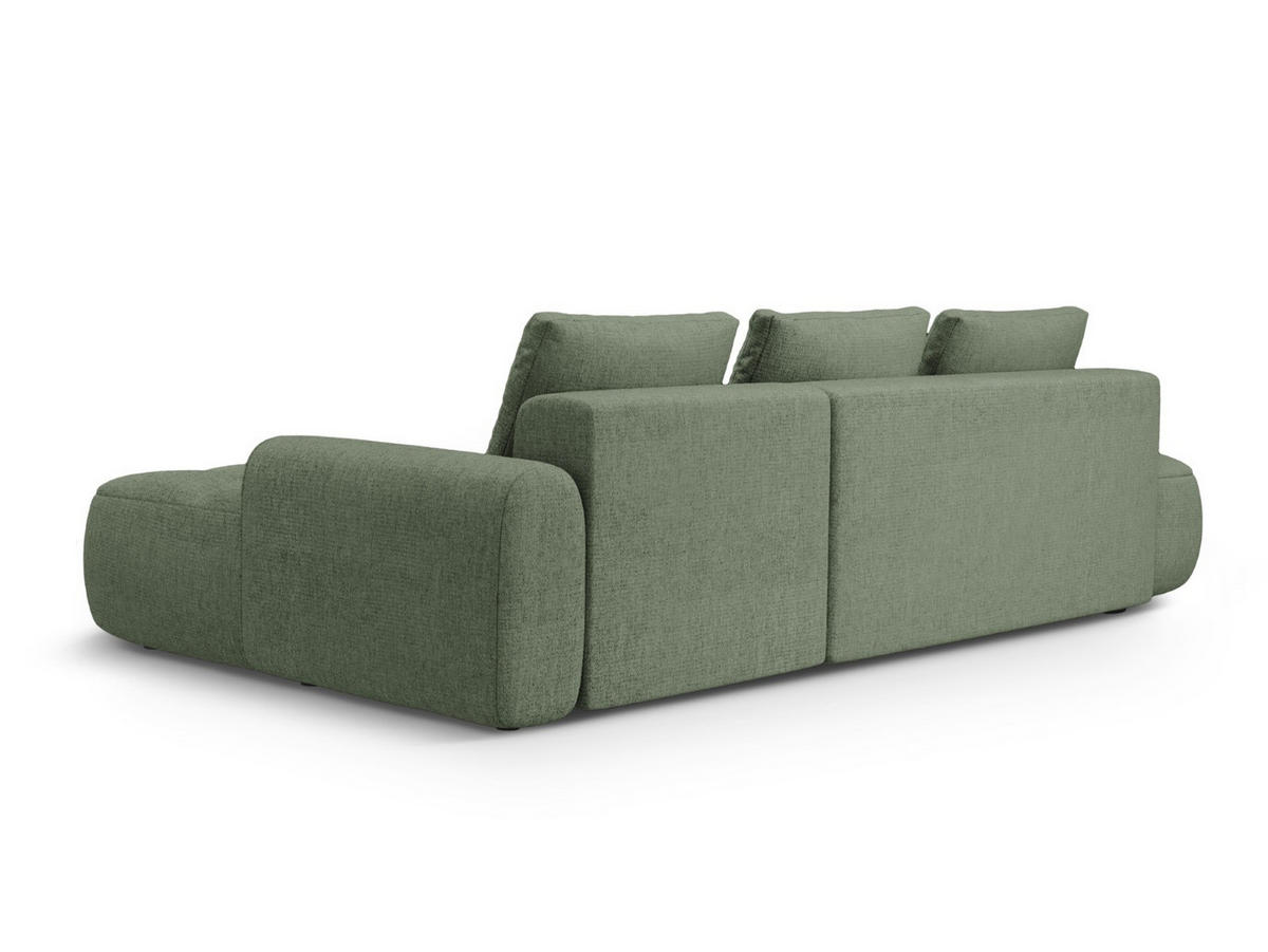 AUSKLAPPBARES-ECKSOFA rechts mit Container Linz aus strukturiertem Stoff dunkles olivgrün 3 Sitzplätze - Dunkelgrün, Textil (142/275cm) - Cosmopolitan Design