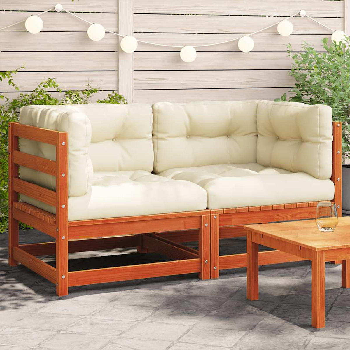 GARTENSOFA GYLOU 70/67/70 cm （2-SITZER） - Braun, Holz (70/67/70cm) - ZMH