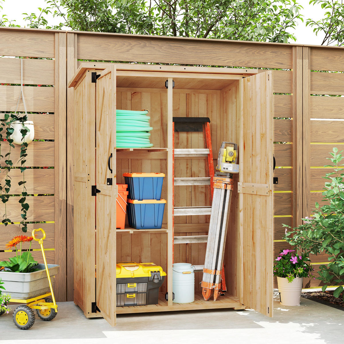 GARTENSCHUPPEN DE-09215 Hellbraun - Naturfarben, Holz (57/167/116.5cm) - ComfortXL