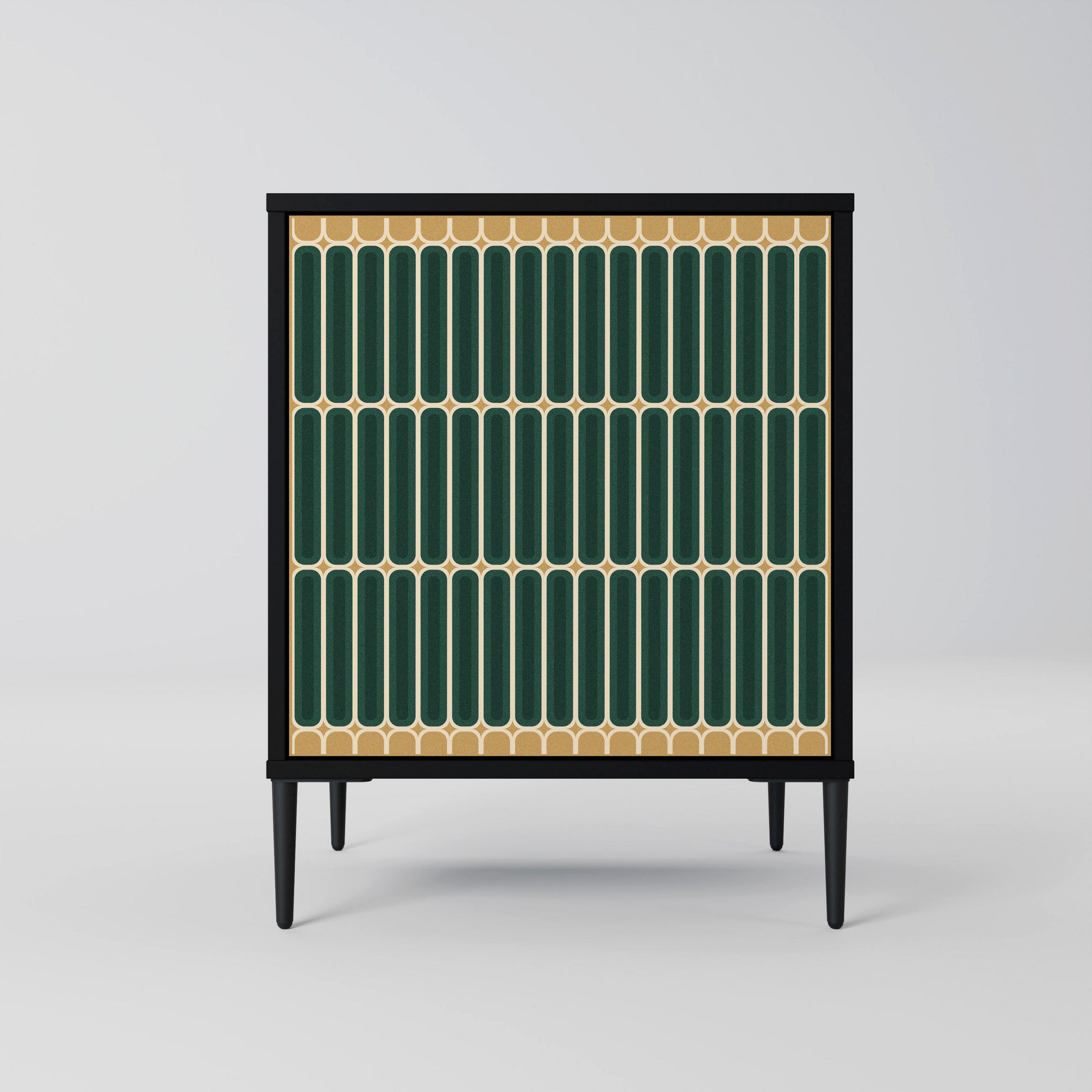 SIDEBOARD ILUSION GATE, Schwarz, 57,5x42x72,5 cm, Schwarze Metallfüße - Multicolor/Schwarz, Holzwerkstoff/Metall (57.5/72.5/42cm) - SpaceRebels