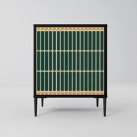 SIDEBOARD ILUSION GATE, Schwarz, 57,5x42x72,5 cm, Schwarze Metallfüße - Multicolor/Schwarz, Holzwerkstoff/Metall (57.5/72.5/42cm) - SpaceRebels