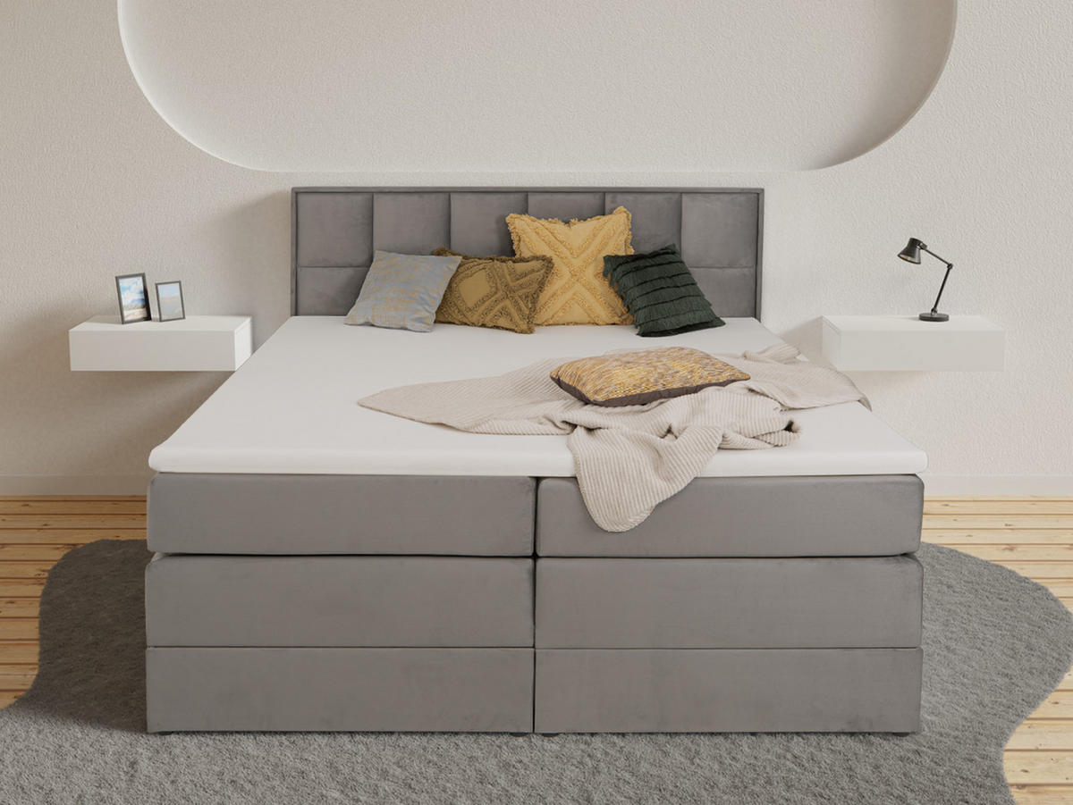 BOXSPRINGBETT Montreal Anthrazit 180/200 cm H2/H3 Samt - Anthrazit, Textil (180/200cm) - wonello