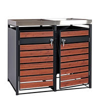 MÜLLTONNENBOX 2er mit Pflanzkasten 125x132x80cm Anthrazit Kirsche-Holzoptik erweiterbar - Kirschbaumfarben, Metall (132/125/80cm) - PROREGAL