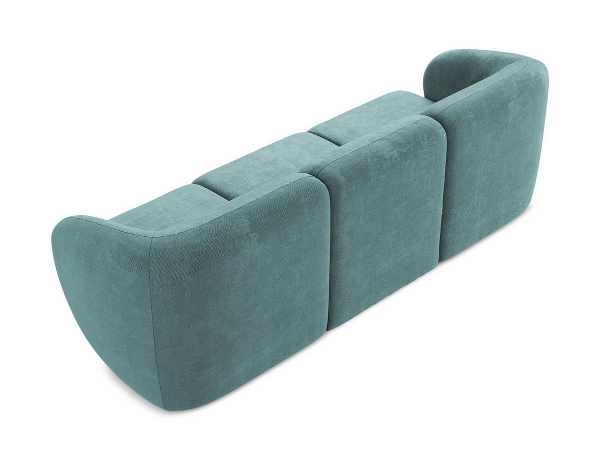 3-SITZER SOFA Chenille Stoff Blau - Blaugrau/Schwarz, Holzwerkstoff/Kunststoff (244/75/94cm) - Makamii