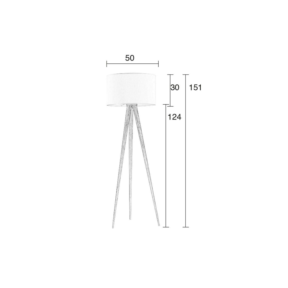 STEHLAMPE Tripod mit Stativ Weiß - Weiß, Metall (50/50/151cm) - Zuiver